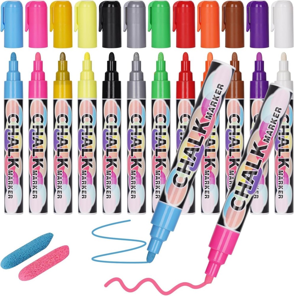Car Window Markers for Auto Glass Washable Liquid Window Chalk Markers 6mm 12pc