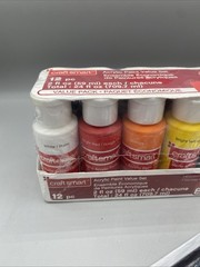 Craft Smart Acrylic Paint Value Set 12 pc Basic Primary Colors W/Brush Set
