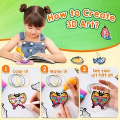 81 PCS 3D Art Paint & Puff Set, Mess-Crafts for Ages 4-8-12, Glow-in-the-drak…