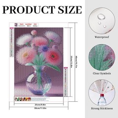 Diamond Painting Kit, Colorful Flowers Full Diamond Round Diamond Art, 5D DIY