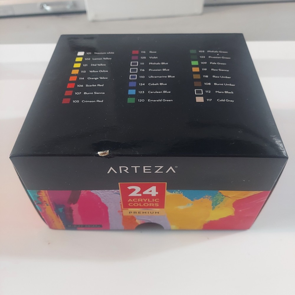 Arteza Premium Acrylic Paint Set – 24 Assorted Colors, 22ml Tubes, Art Supplies