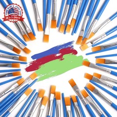 DECYOOL 60 Pcs Flat Paint Brushes Bulk, Small Paint Brush Set for Painting | She