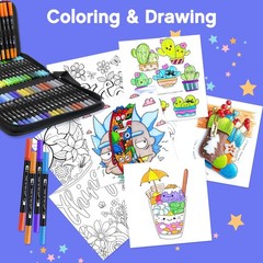 Coloring Markers Dual Brush Tip – 72 Colors Watercolor Fine Point Art Marker …
