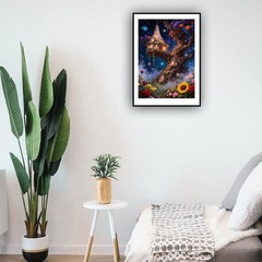 Colorful Flowers Diamond Painting Kits for Adults,Treehouse Diamond Art for Begi