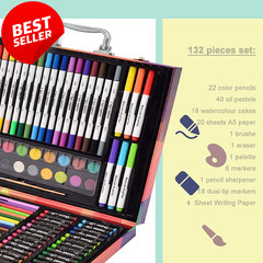 132 Piece Deluxe Art Set Portable Drawing Painting Kit Pink Case – US