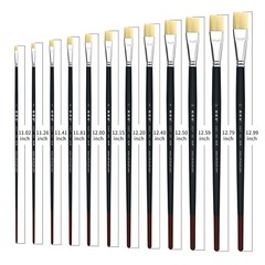 XDT#101 Flat Art Brush Set 12Pc #1#2#3#4#5#6#7#8#9#10#11#12 Soft Nylon
