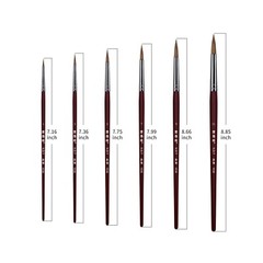 XDT#9538 Round Tip liner Artist Paint Art Brush 6pc Nail Oil Acrylic Watercolor