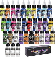 Airbrush Paint – 30 Colors with 3 Thinner, Ready to Spray Airbrush Paint Set, Wa