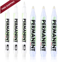 Sibba Acrylic White Paint Pens, 6 Pack Permanent Marker with white