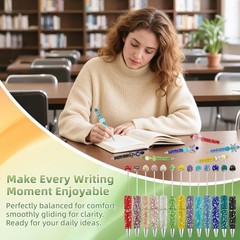 60 Pcs Colorful Rhinestone Beadable Pen Set – DIY Craft Supplies, Ballpoint Pens