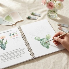 Beautiful Watercolor Book for Beginners – Guided 6.5 x 9 inches, Botanical