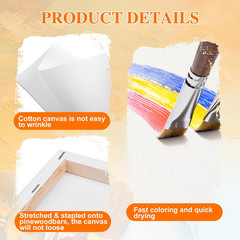 8 Pack Mini Canvases for Painting 5X5In, 2/5”Profile Small Square Canvases, Pri