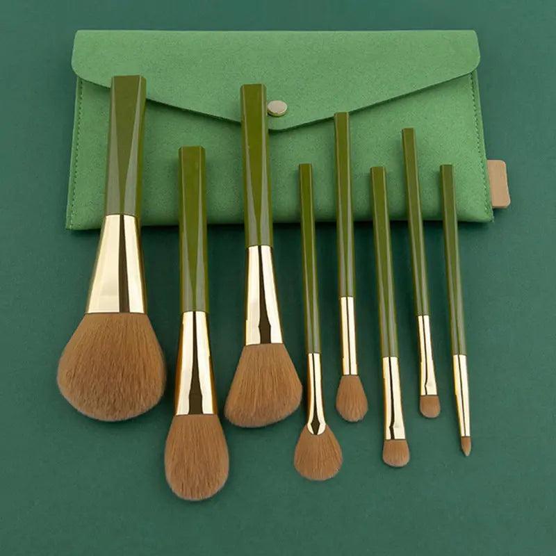Glowup Timber Glow Wood Handle Soft Face & Eye Brushes Makeup Brush Set