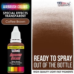 US Art Supply 1-Ounce Transparent Coffee Brown Airbrush Paint