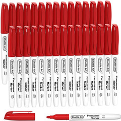 Permanent Markers, 30 Pack Red Permanent Marker Set,Fine Point, Works on Plastic