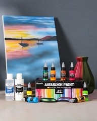 Airbrush Paint, 36 Colors with 4.05 Fl Oz Thinner & 4.05 Fl Oz Cleaner, Water…