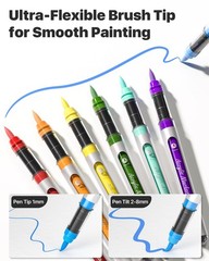 JusArt 48 Colors Acrylic Paint Markers with Canvas Bag, Water-Based No-Bleed …
