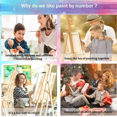 Blue Flowers in Window Paint by Numbers Kit for Adults, Landscape Adult Paint…