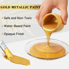 100ml Water-Based Golden Metallic Acrylic Paint Set, Gold Leaf Colors,