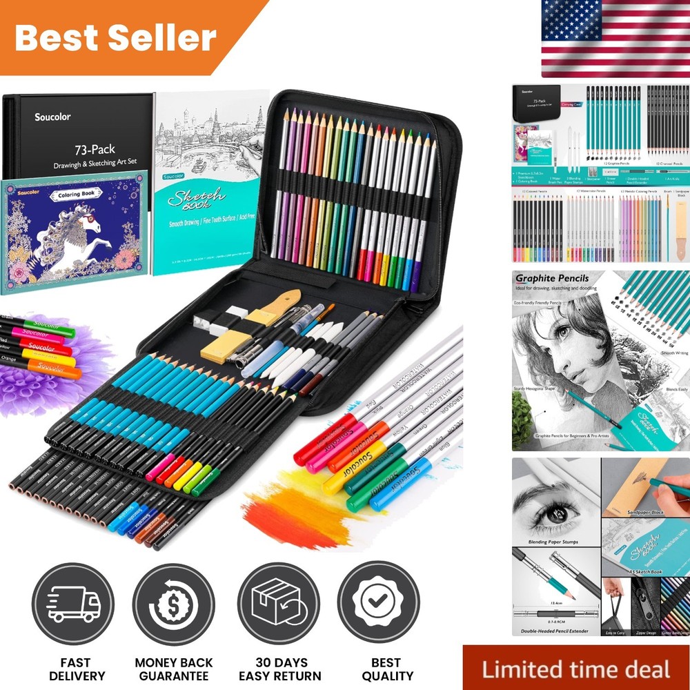 Complete 73-Piece Art Supplies Kit for Adults, Teens & Kids – Sketch & Color