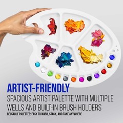 U.S. Art Supply 17-Well Plastic Painting Palette (Pack of 2)