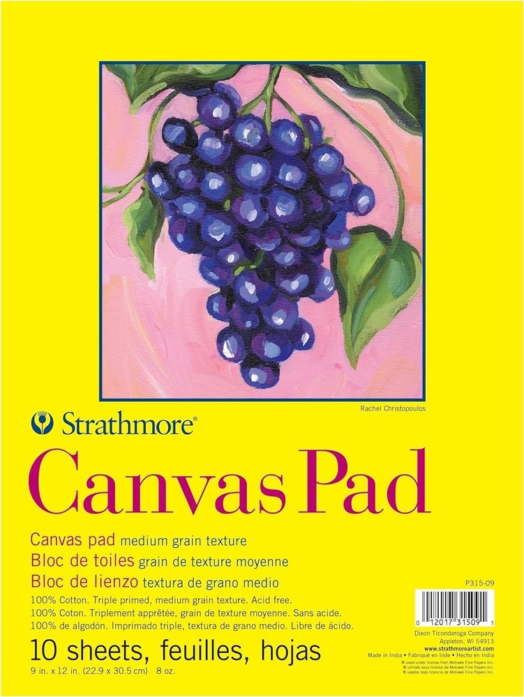 300 Series, Canvas Pad, 9×12 inch, 10 Sheets – Triple Primed, 100% Cotton Can…