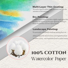 9×12 inches 80 Sheets,Heavyweight Artist 140lb/300GSM Cold Press Natural Cott…