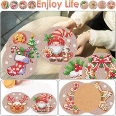 ijbnhd Christmas Diamond Painting Coasters Kits, 8 4X4X0.1, Christmas-1