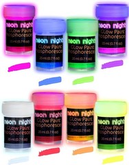 Glow in the Dark Acrylic Paint Set, 8 Pack, 0.7 Fl Oz Each, 8 Colors
