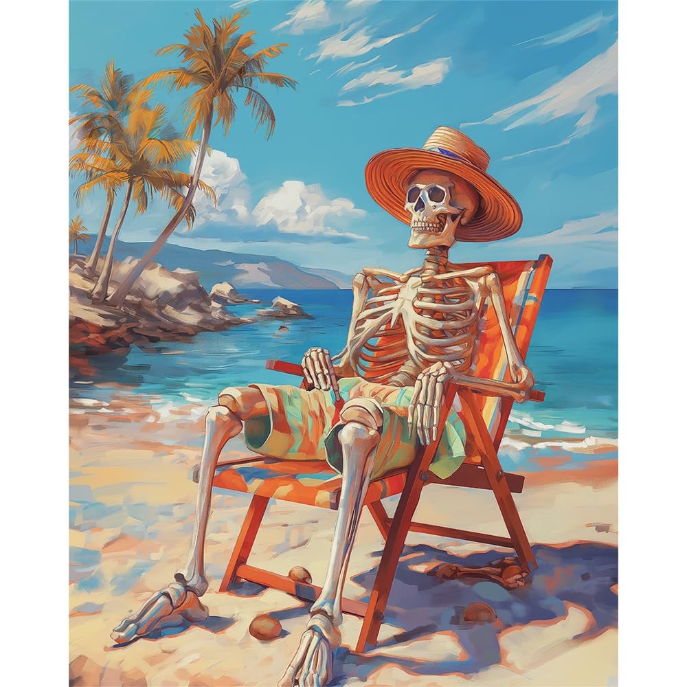 Paint by Numbers Kit for Adults – Skeleton Man DIY Adult Paint by Number Kits