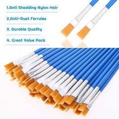 50Pcs Flat Top Acrylic Small Paint Brushes Bulk, Classroom Brush for Kids Mini