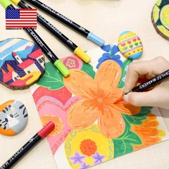 30 Colors Acrylic Paint Markers, Dual Tip Fine and Brush Tips for Detailed Art