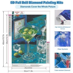 Cocktail Diamond Art Kits for Adults, Retro Cocktail Diamond Painting Dots Cryst
