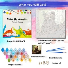 Paint by Numbers Kit for Adults Cute Bear Framed DIY Oil Painting 10×10 inch