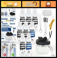 Airbrush Cleaning Kit – Pot, 6 Cleaners & 2 Thinners for Water-Based & Acrylic P