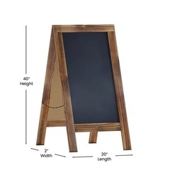 Pemberly Row Rustic Brown Wood A-Frame Magnetic Chalkboard Set with Markers
