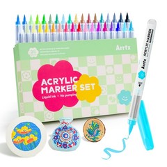 36 Colors Acrylic Paint Pens for Rock Painting, Brush Tip Acrylic Pen, Acryli…