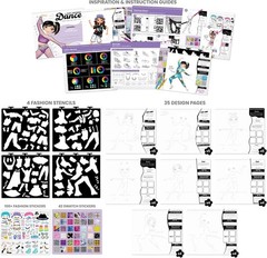 Dance-Themed Fashion Sketch Portfolio – 35 Pages & Stickers for Young Artists