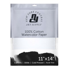 300 lb Cold Press Watercolor Paper Pad 11×14 – 5 Sheets Acid-Free Cotton