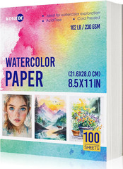 100 Sheets Watercolor Paper 8.5X11 Inch 102LB/230GSM Cold Press Practice Paper f