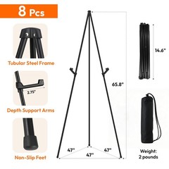 8PCS Black Easel Stand for Wedding Sign Stand, 66 Inch Portable Picture Stand…
