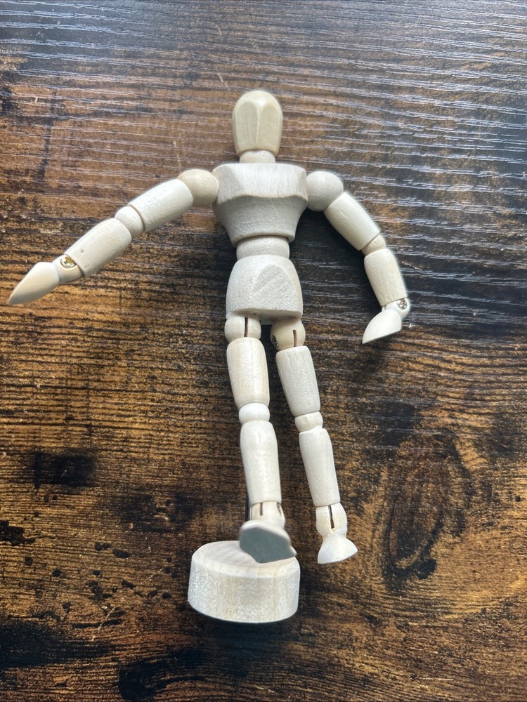 3 Pc 4.5″ Wooden Posable Mannequin Figure, Artist Drawing Manikin Model Flexible