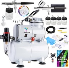 Air Brush Kit w/ Air Compressor w Airbrush Cleaning Tools Double Action Airbrush