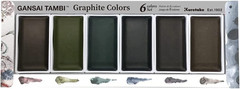 GANSAI TAMBI GRAPHITE COLORS, 6 Colors Set, Watercolor Paint for Professional, f