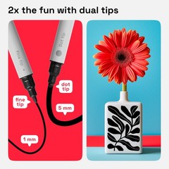 2 Black Dual Tip Acrylic Paint Pens Multisurface Markers 5mm Dot 1mm Fine Tip