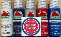 Acrylic Paint Set inspired by the NBA Detroit Pistons Team & Logo Colors