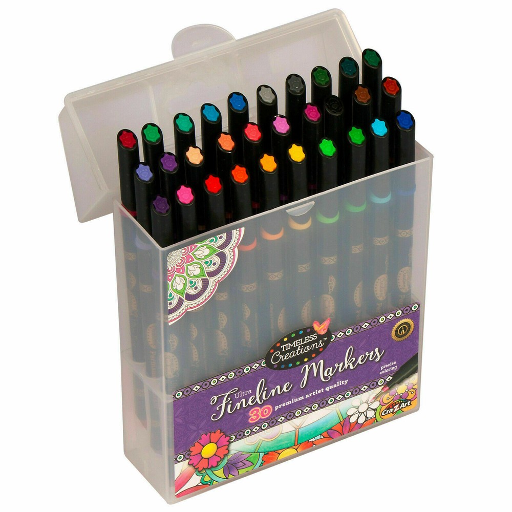 30 Ultra Fineline Markers in hard plastic box, Cra-Z-Art Timeless Creations