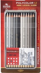 12 Rembrandt Lyra & 12 KOH-I-NOOR Polycolor Grey Line Artist’s Coloured Pencils
