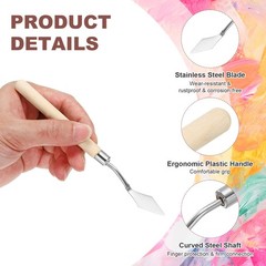 5.98″ 8Pcs Stainless Steel Palette Knife Birch Small Triangle Natural Wood Color