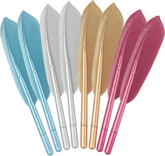 Novelty Feather Pens – 8 PCS Pastel Quill Style Gel Pens, Black Ink Artificial F